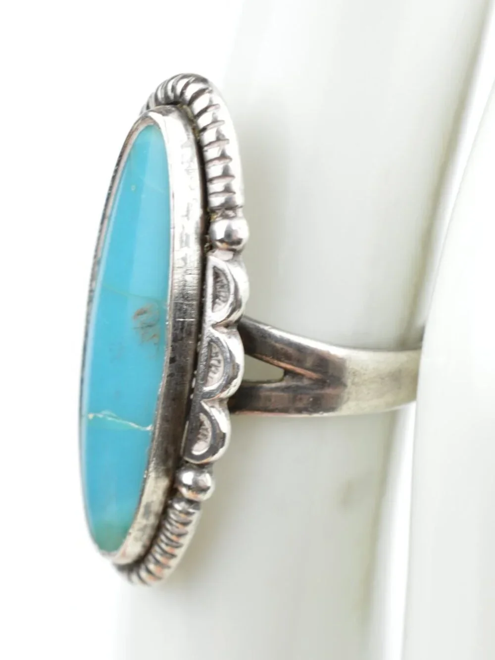 Vintage Bell Trading Post Sterling Silver Turquoise Ring Size 5.25 Southwestern